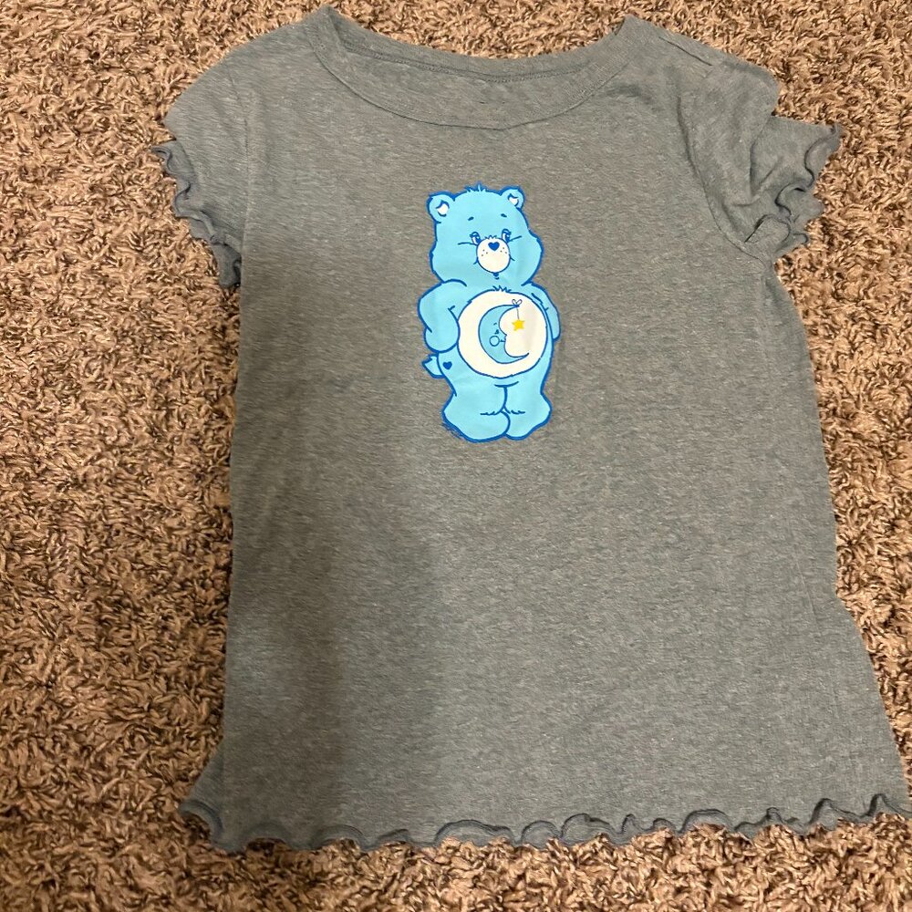 Care Bears Graphic T Shirt Large 10-12 Old Navy Short Sleeve Gray Lettuce Hem